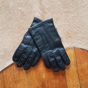 1980s Vintage Black Leather Driving Gloves, 80s Leather Driving Gloves